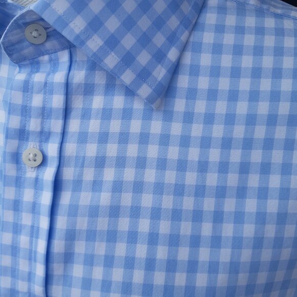 Thomas Pink SZ 17 French Cuff Gingham Blue & White Button Up Men's Shirt - Picture 6 of 15
